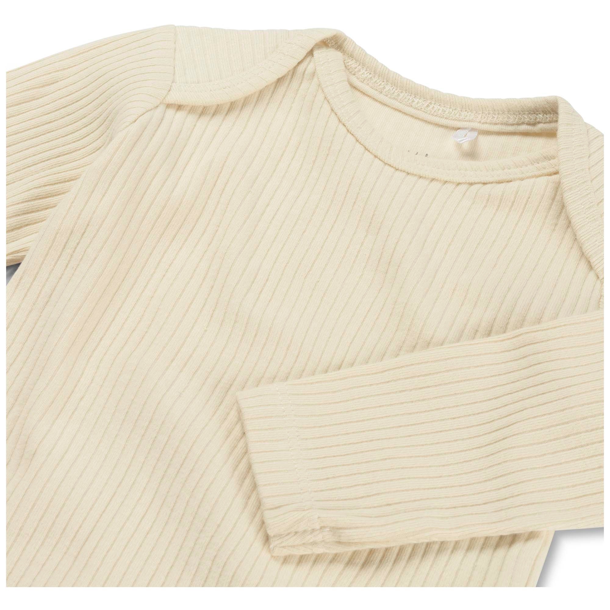 Prénatal romper rib lange mouwen effen beige