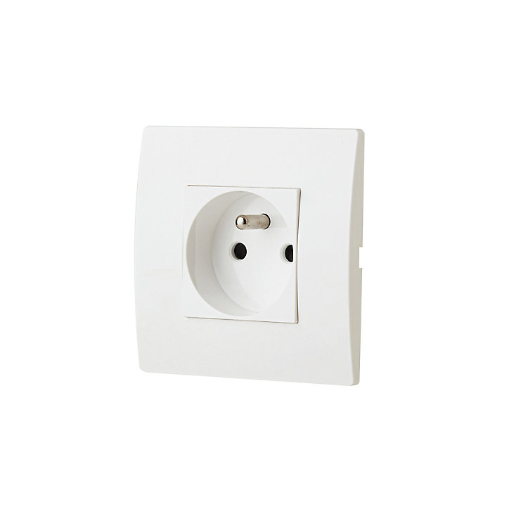 Prise avec terre blanc complet, lot de 5