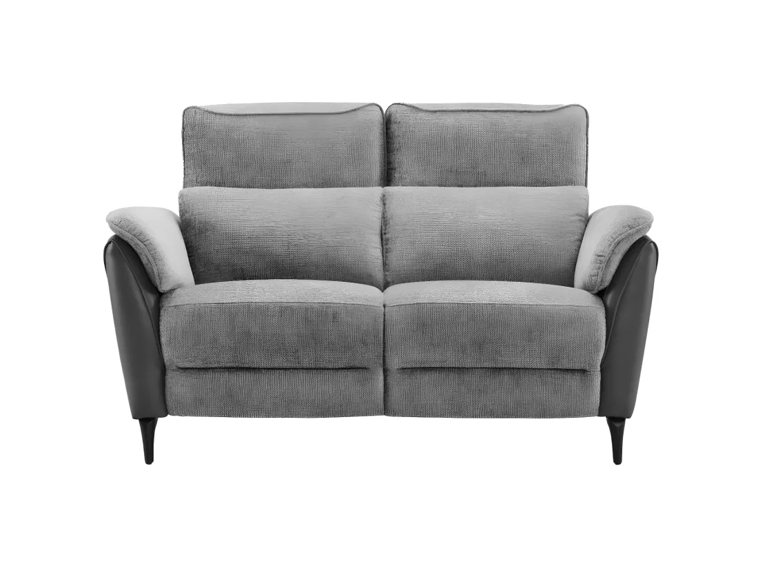 Canapé 2 places relax électrique Tissu/Simili cuir Gris - CEPHEE