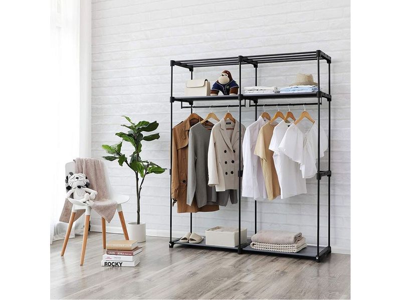 Songmics Regal 43 cm/140 cm x 174 cm, Schwarz Stoffschrank