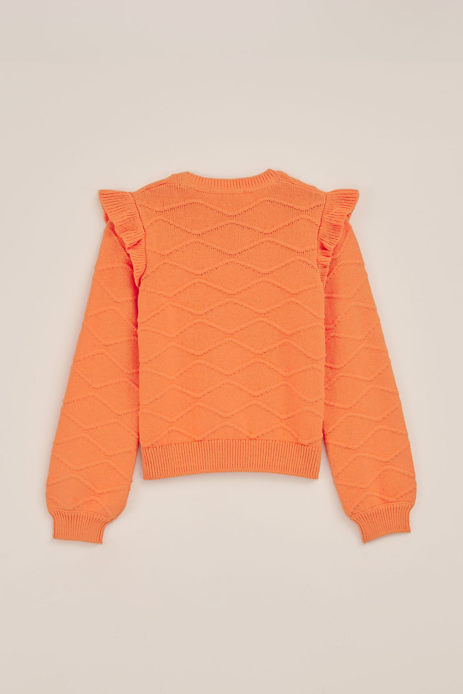 Meisjes gebreide trui met ruches WE Fashion Koraalroze