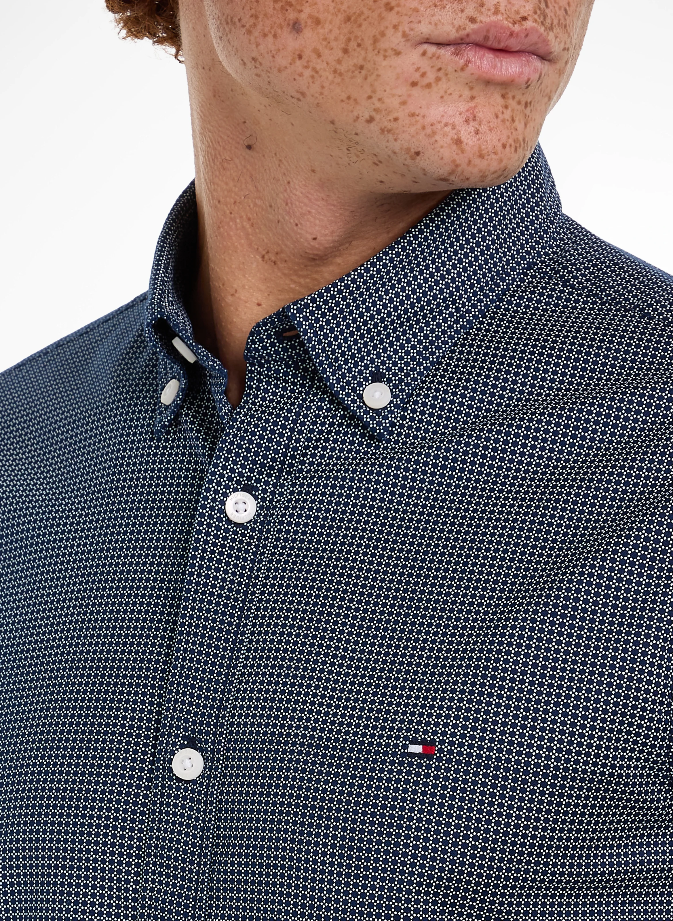 Chemise col classique en coton bio mélangé | Bleu