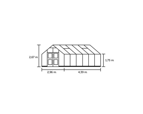 JULIANA Premium Kas 13 m² 3 mm Veiligheidsglas 296 x 439 cm Aluminium