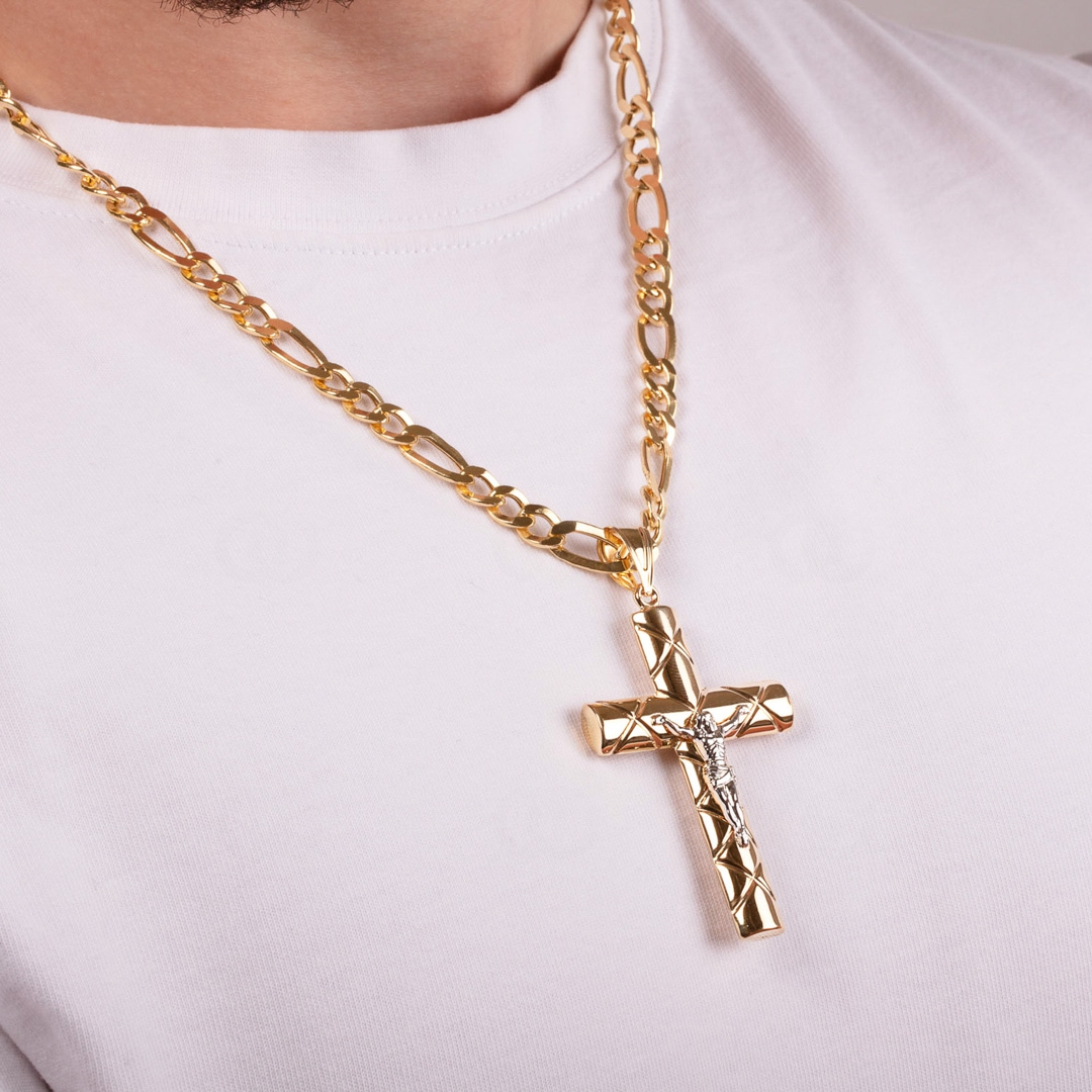 Anhänger 750/18 K Gelbgold Kreuz mit Jesus 69 x 43mm