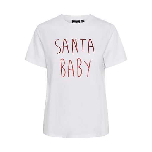 Pieces Nannis Xmas T-shirt, Bright White, L