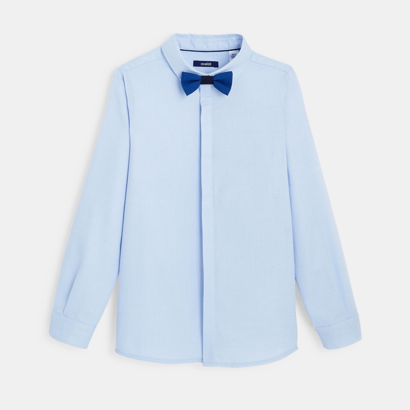 Chemise coton fantaisie et noeud papillon bleue garçon