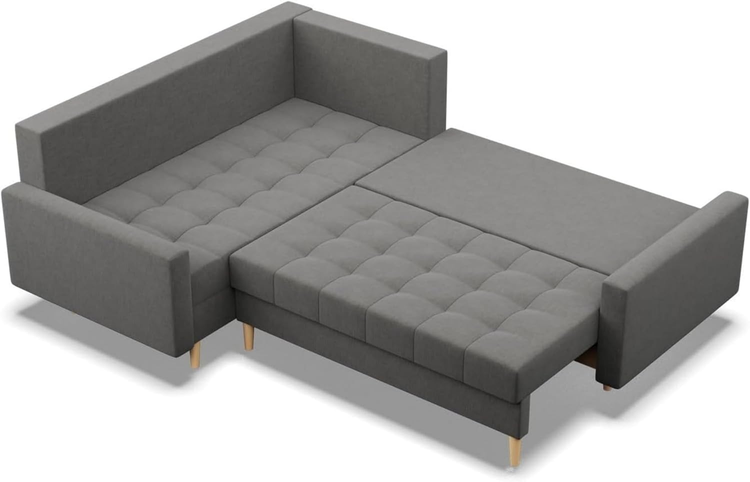 Mebligo - Ecksofa mit Schlaffunktion und Bettkasten Elma, Eckcouch mit Ottomane Links, Sofa L Form (BxTxH) 223 x 172 x 88 cm, Couch Wohnzimmer, Ecke Sofa, Dunkelgrau (Lux 6)