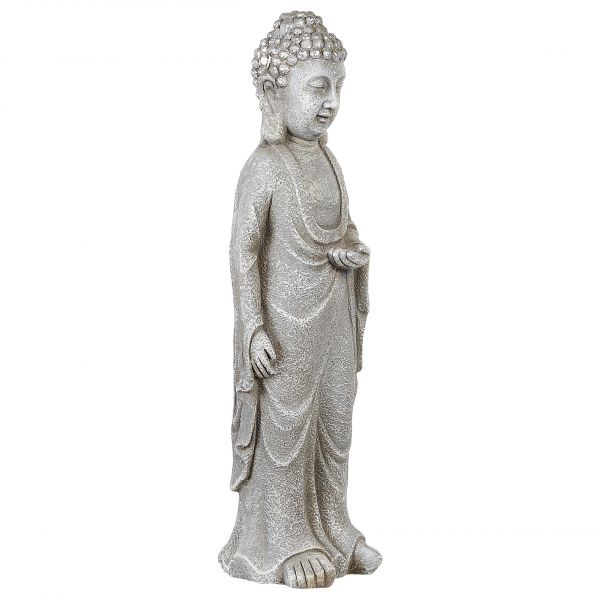 Beliani Figura Decorativa com Forma de Buda em MgO Cinzento 70 cm Peça de Destaque para Interior Ou Exterior