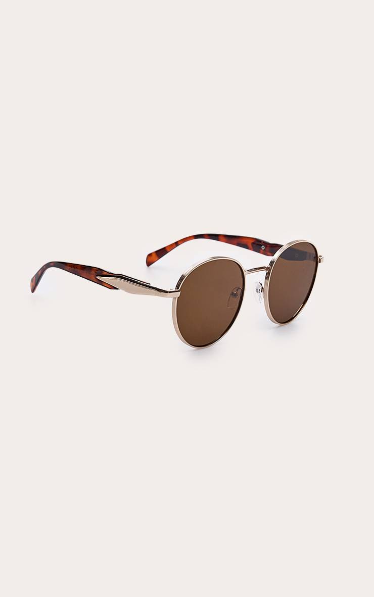 Doré Lunettes De Soleil Rondes À Monture Métallique