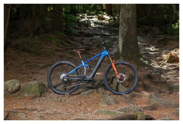 VTT Électrique Tout-Suspendu Cube Stereo Hybrid 140 HPC Actionteam 750 Shimano XT 12V 750 Wh 27.5'' Bleu Gris Actionteam