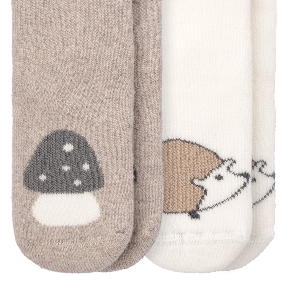Topomini 2 Paar Newborn Frottee-Socken mit Tier-Motiv weiss / hellbraun