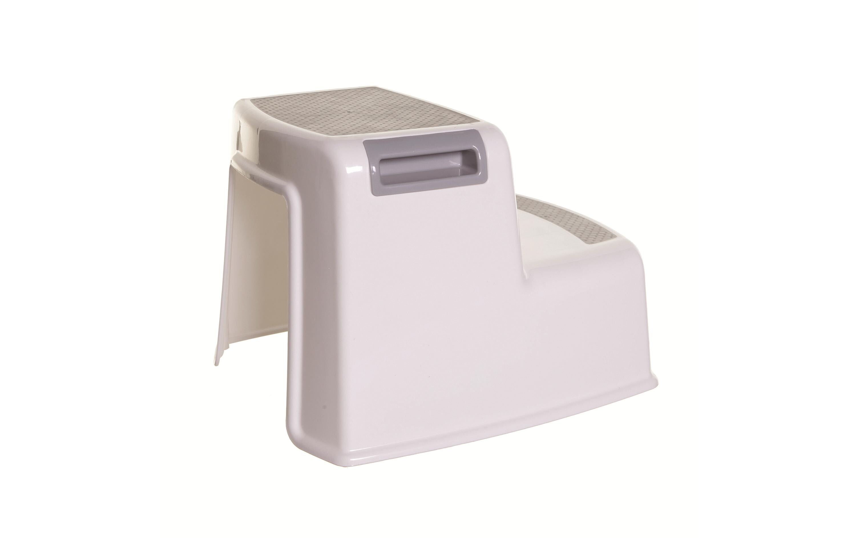 Zweistufenschemel Grau/Weiss2-Stufen Tritthocker
