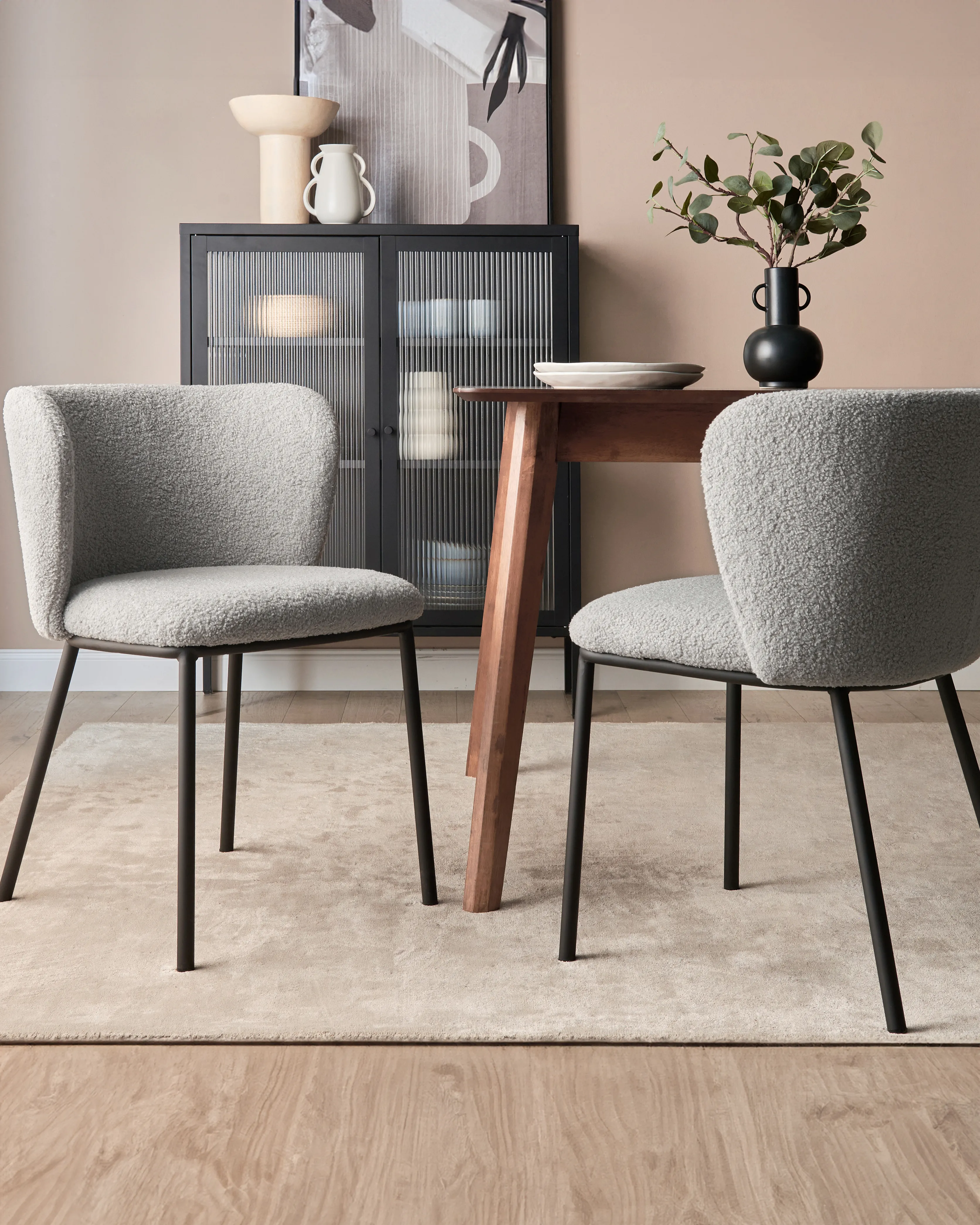 Set van 2 eetkamerstoelen MINA Bouclé Grijs