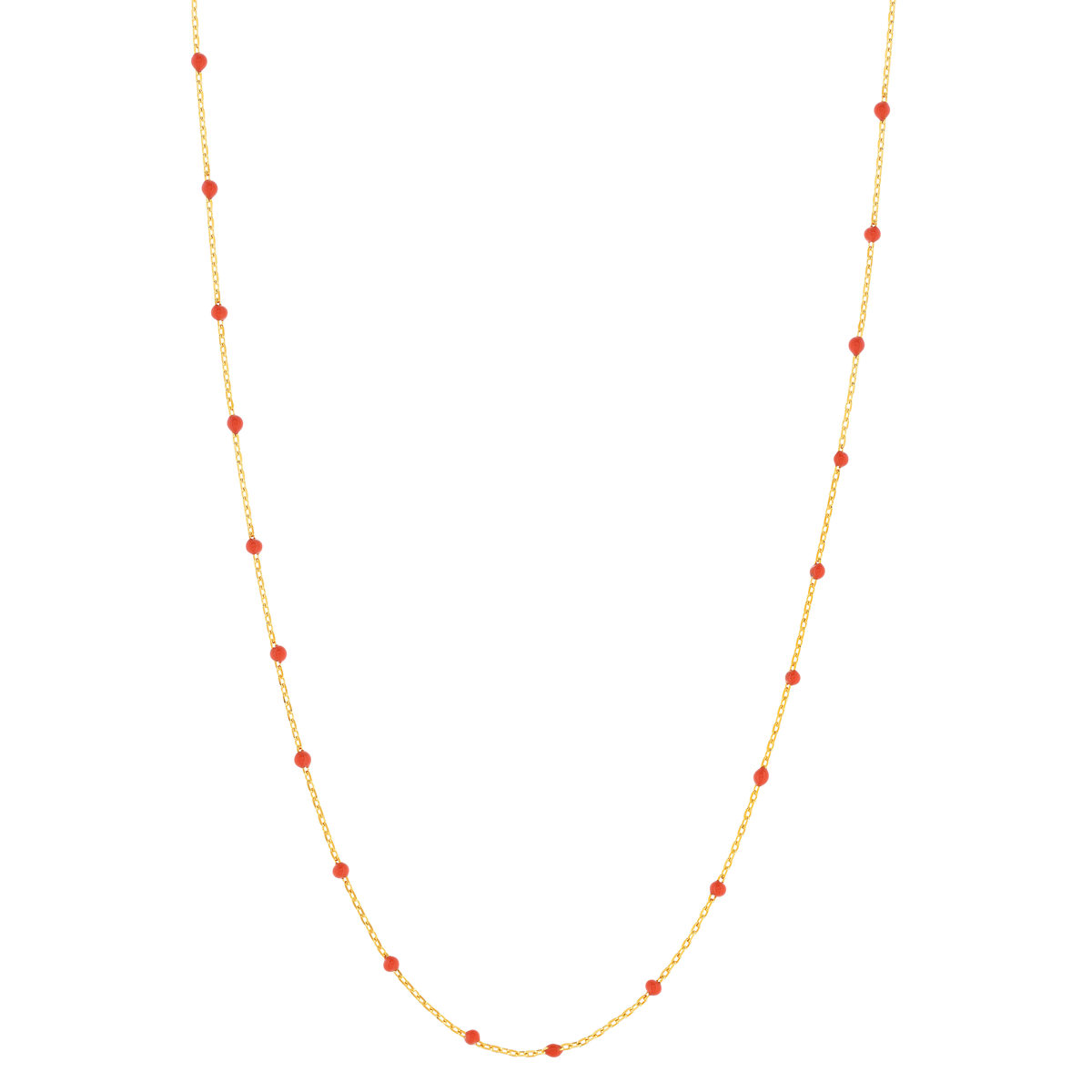 Collier plaqué or jaune et résine orange 45 cm