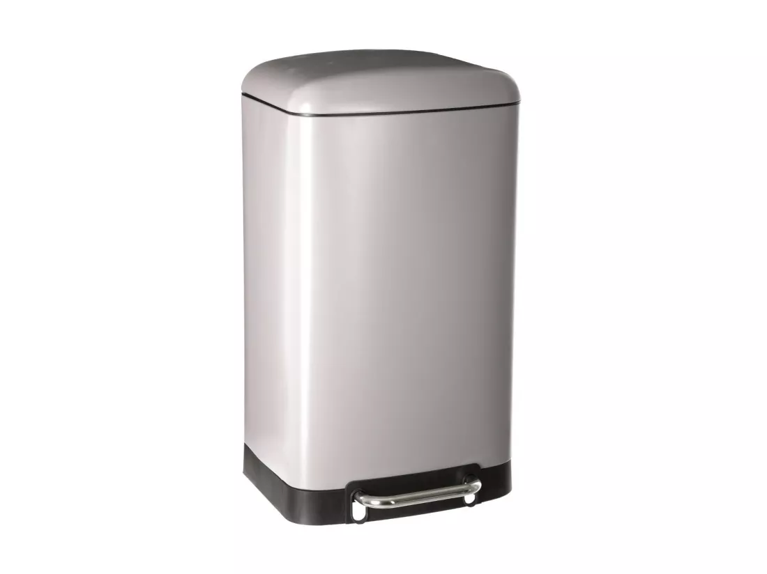 Poubelle 30 Litres en Métal Taupe ouverture à pédale