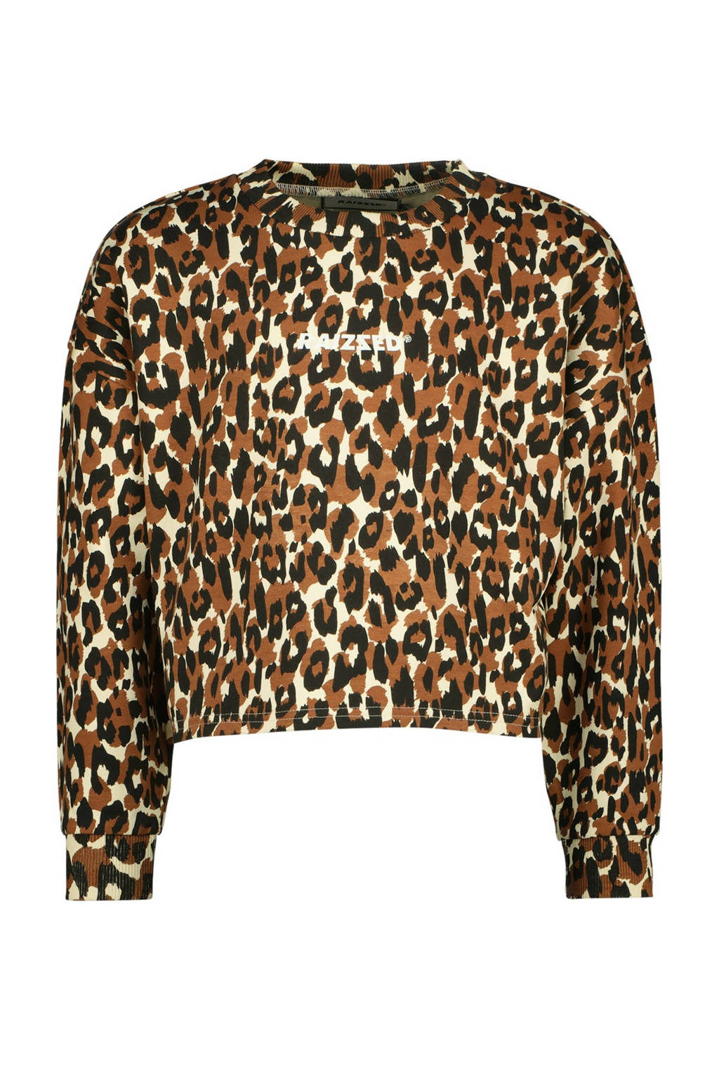 Raizzed sweater Hanna met panterprint bruin/beige