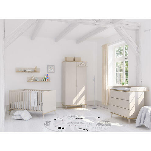 Chambre TRIO HAZEL Lit 70x140 + Commode + Armoire - Cashmere Beige - YUNY BY PAIDI