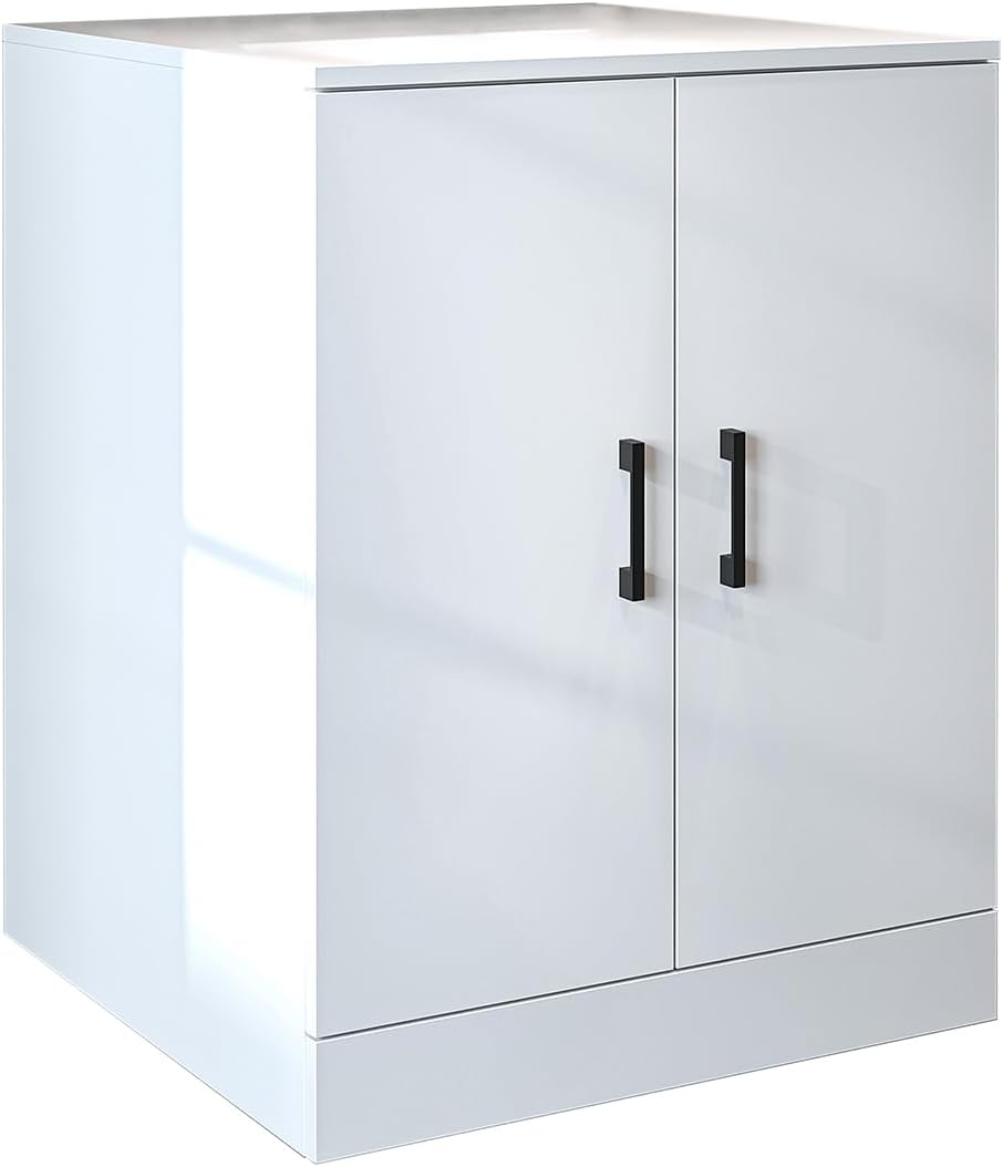 Badezimmer, Waschmaschinenschrank, Waschturm, Waschmachinenregal, Waschmaschinenüberbau - BHT: 70 x 180 x 69 cm (ohne Oberschrank, Weiß)