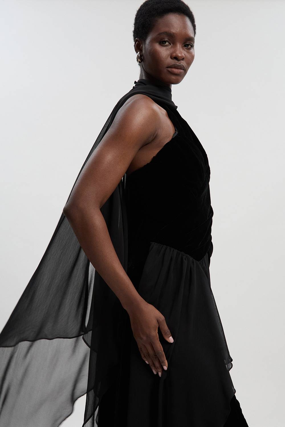 KarenMillen Robe Maxi Tissée à Devant Croisé en Velours Petite Taille