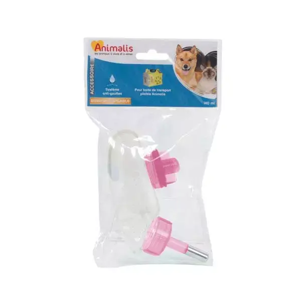 Garrafa de água com clipe para caixa de transporte dobrável para cães - Rosa