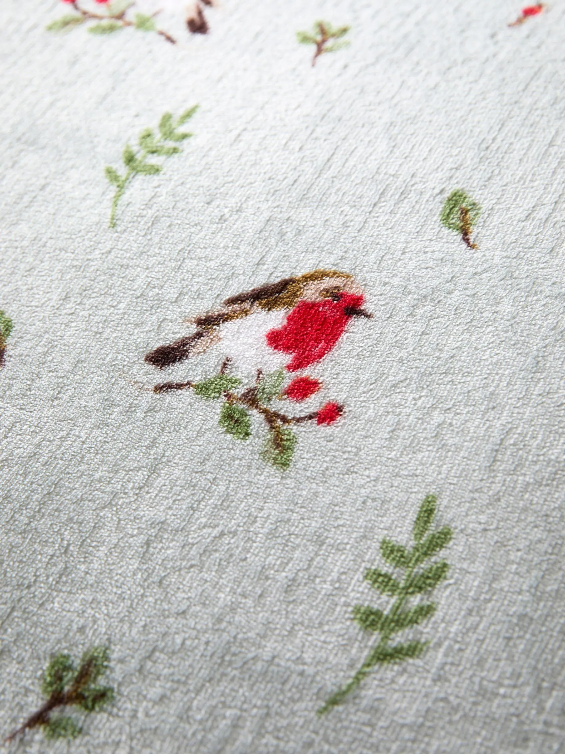 Dreams & Drapes - Pluche Dekbedovertrek Set met Kerstmis Winter Roodborstje
