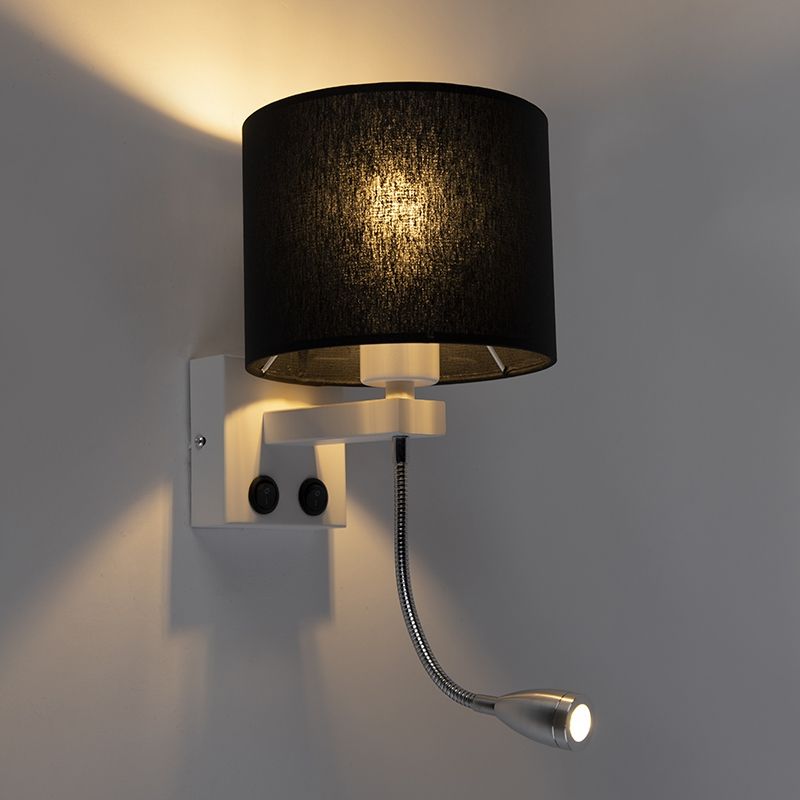 Moderne wandlamp wit met zwarte kap - Brescia