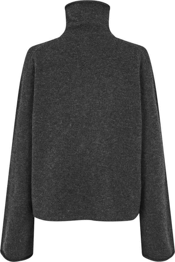 Second Female Neva Knit T-Neck Dark grey melange