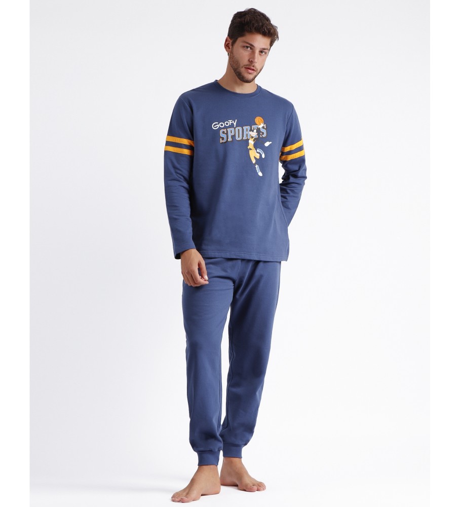 Pijama de manga comprida azul com estampa do Pateta da Disney