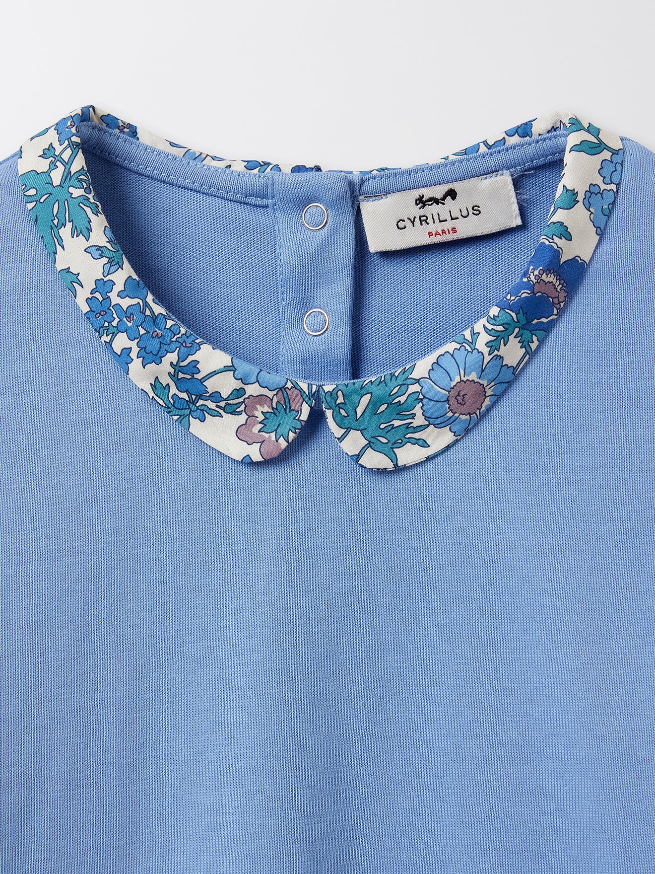 T-shirt Fille col en tissu Liberty - Coton bio