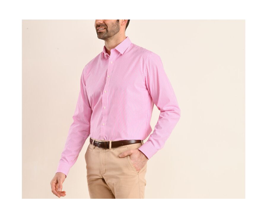 Chemise coton rayée rose et blanc - MAXIMILIEN