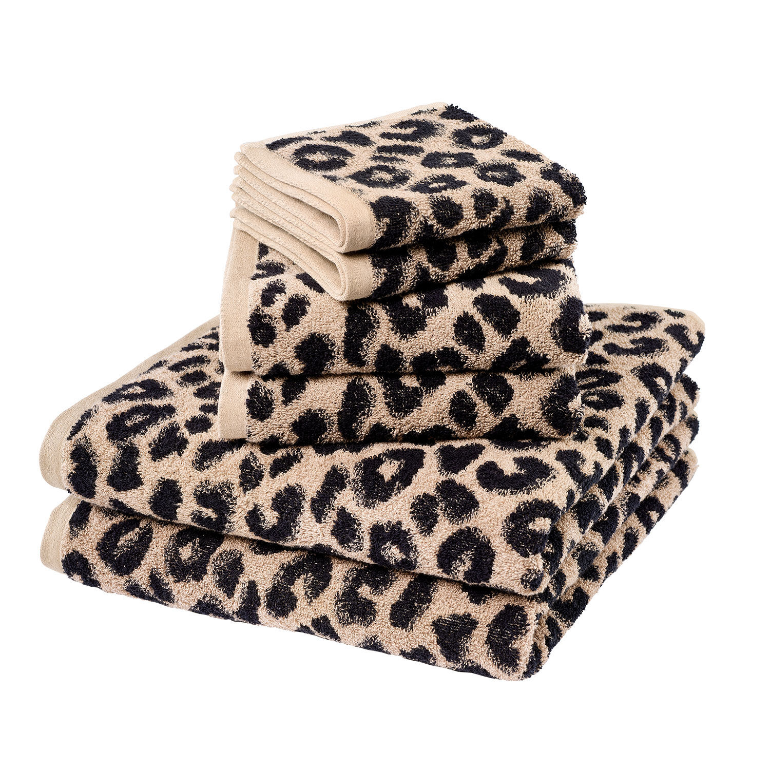 Frottierwäsche mit Leopardenmuster