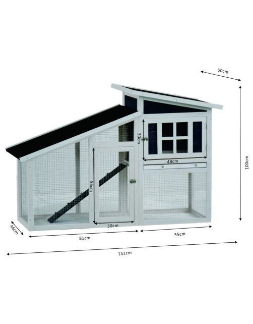 Homestyle Konijnenhok Rome - Dierenverblijf - 152x60x96 cm Wit