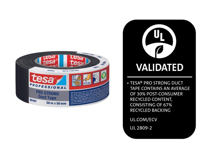 tesa Gewebeband Pro Strong Duct Tape Schwarz - 50 m x 50 mm Klebeband mit extra starkem Halt für Reparaturen, Befestigung, Abdichtung und mehr