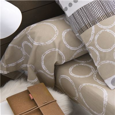 Linge de lit flanelle rayures et cercles - BECQUET CRÉATION