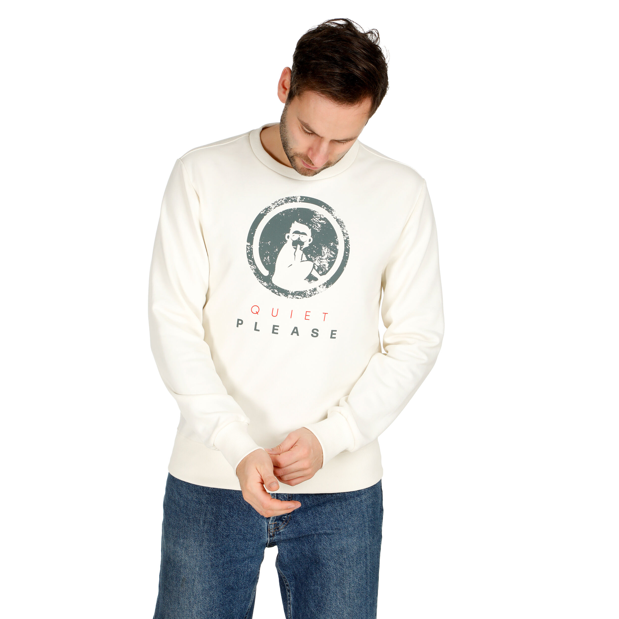 Quiet Please Crossroad Scraped Advantage Sweat-shirt Hommes - Blanc , Sauge