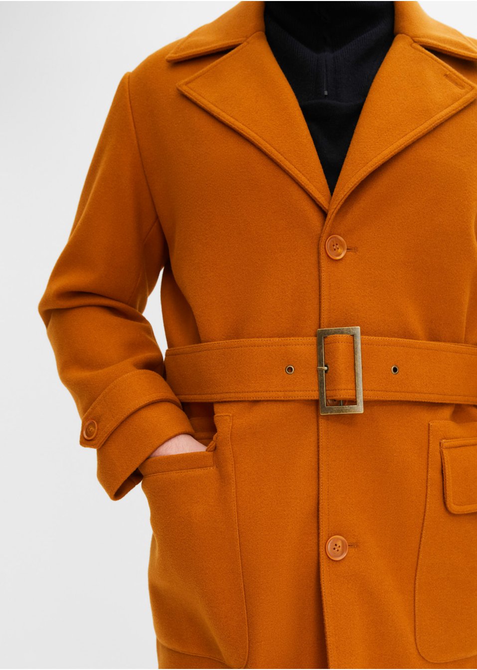 Manteau Premium aspect laine avec ceinture