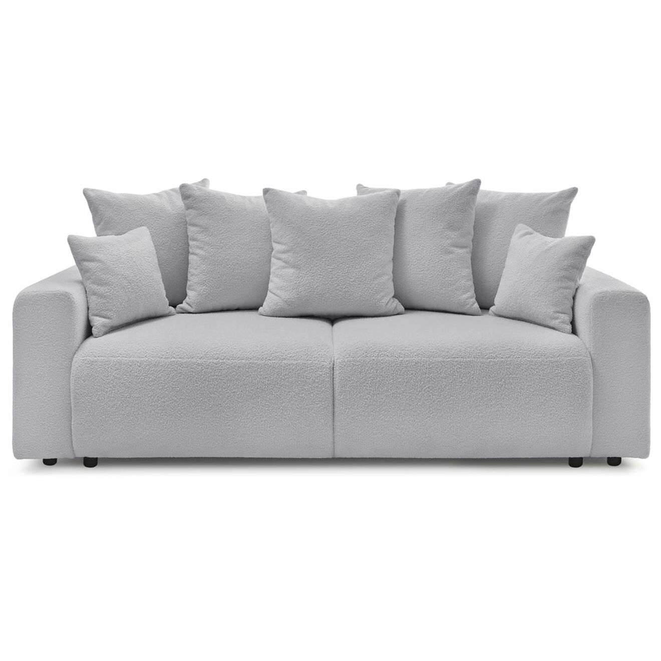 Bobochic Canapé 3 places convertible velours bouclette Envy gris clair - 245x102x88 cm