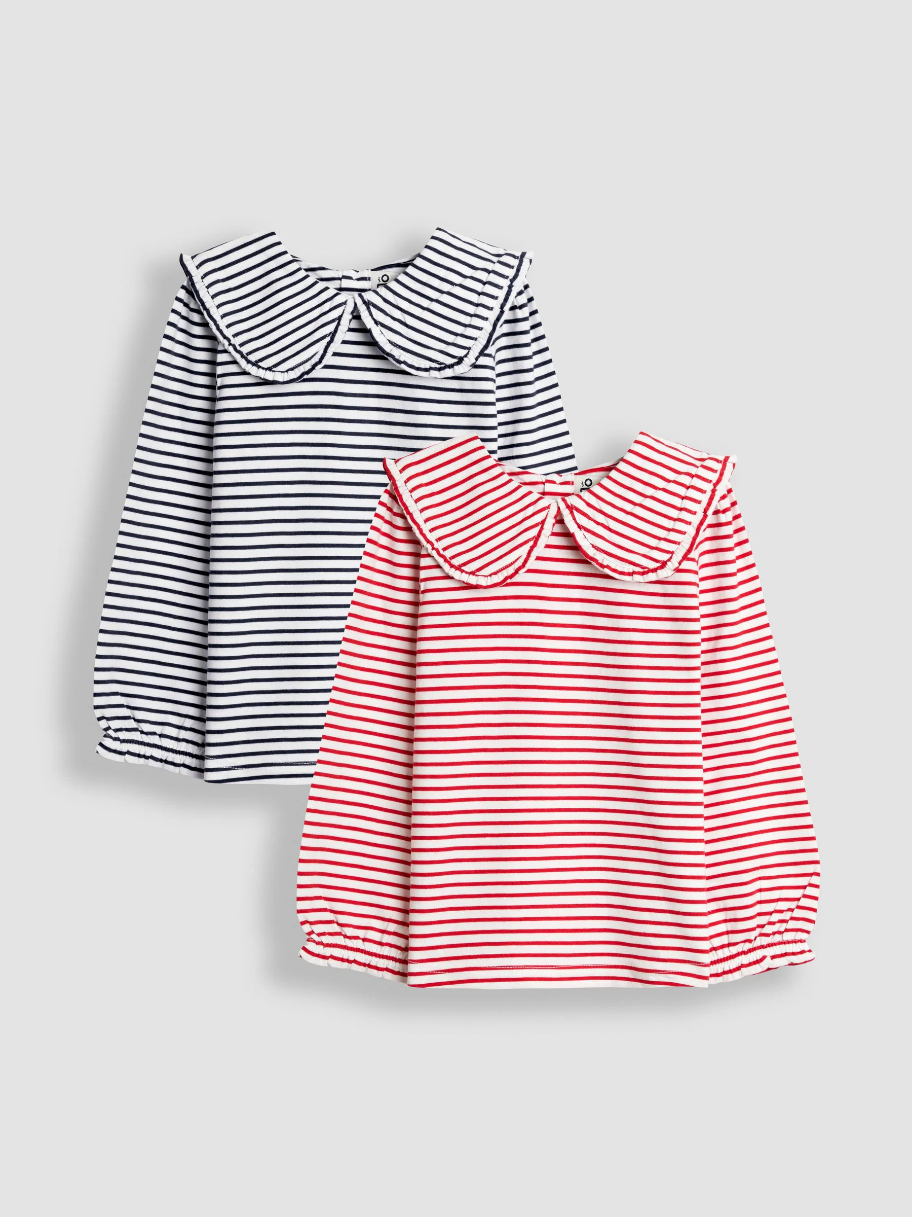 JoJo Maman Bébé - 2Tops met gestreepte kraag