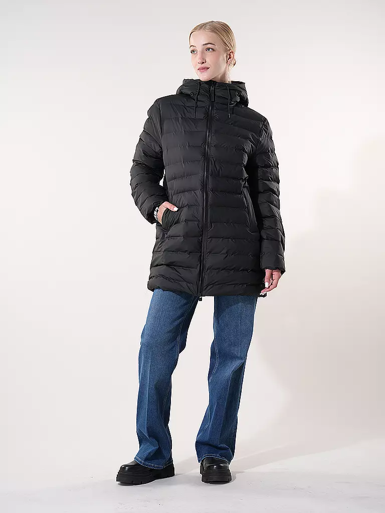 RAINS Steppjacke LOHJA LONG PUFFER JACKET  schwarz