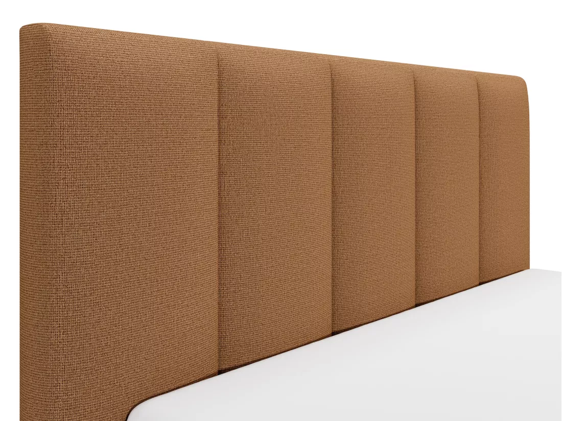 Lit coffre 140 x 190 cm avec tête de lit coutures verticales - Tissu - Terracotta - Avec matelas - KILACLO