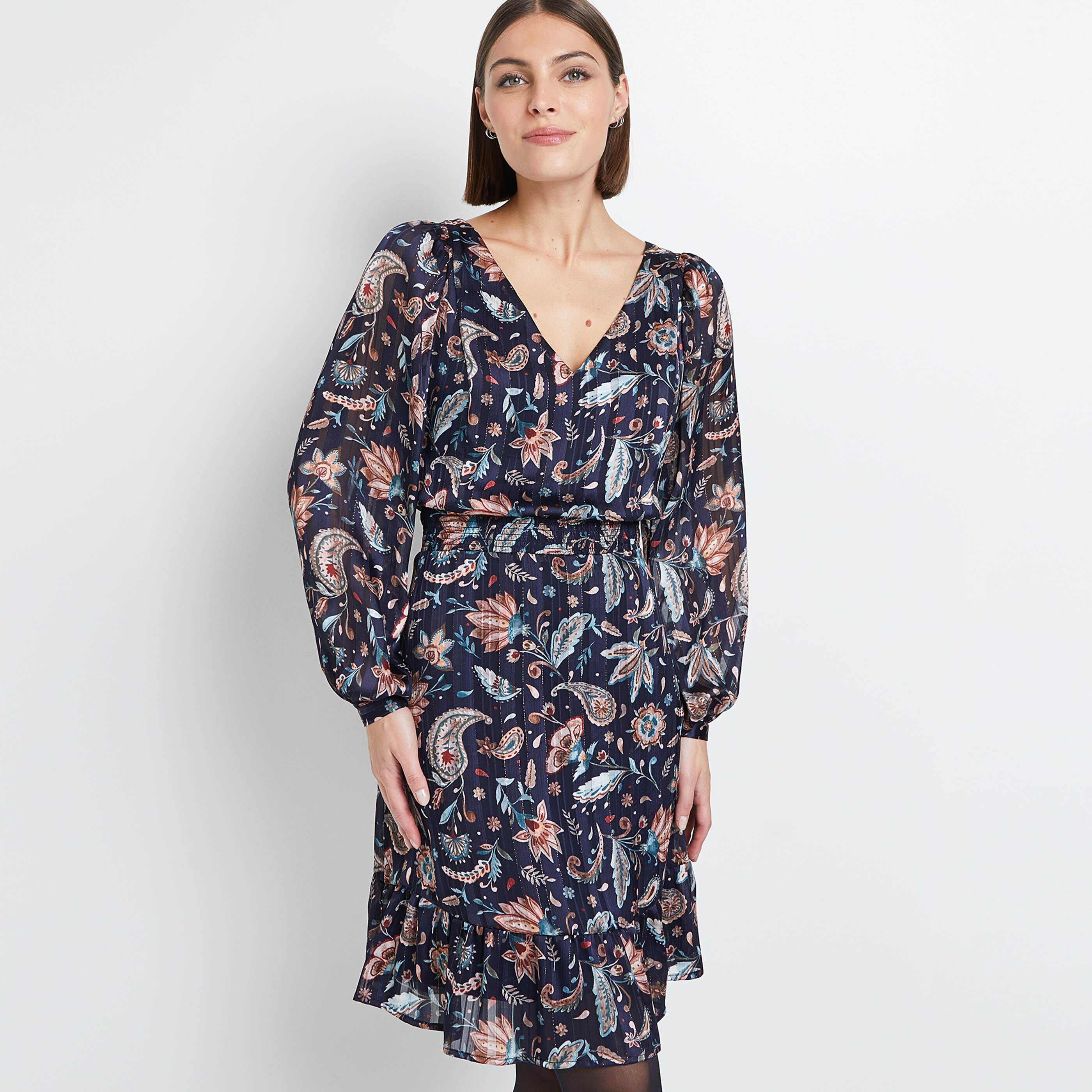 Robe col V femme - MARINE