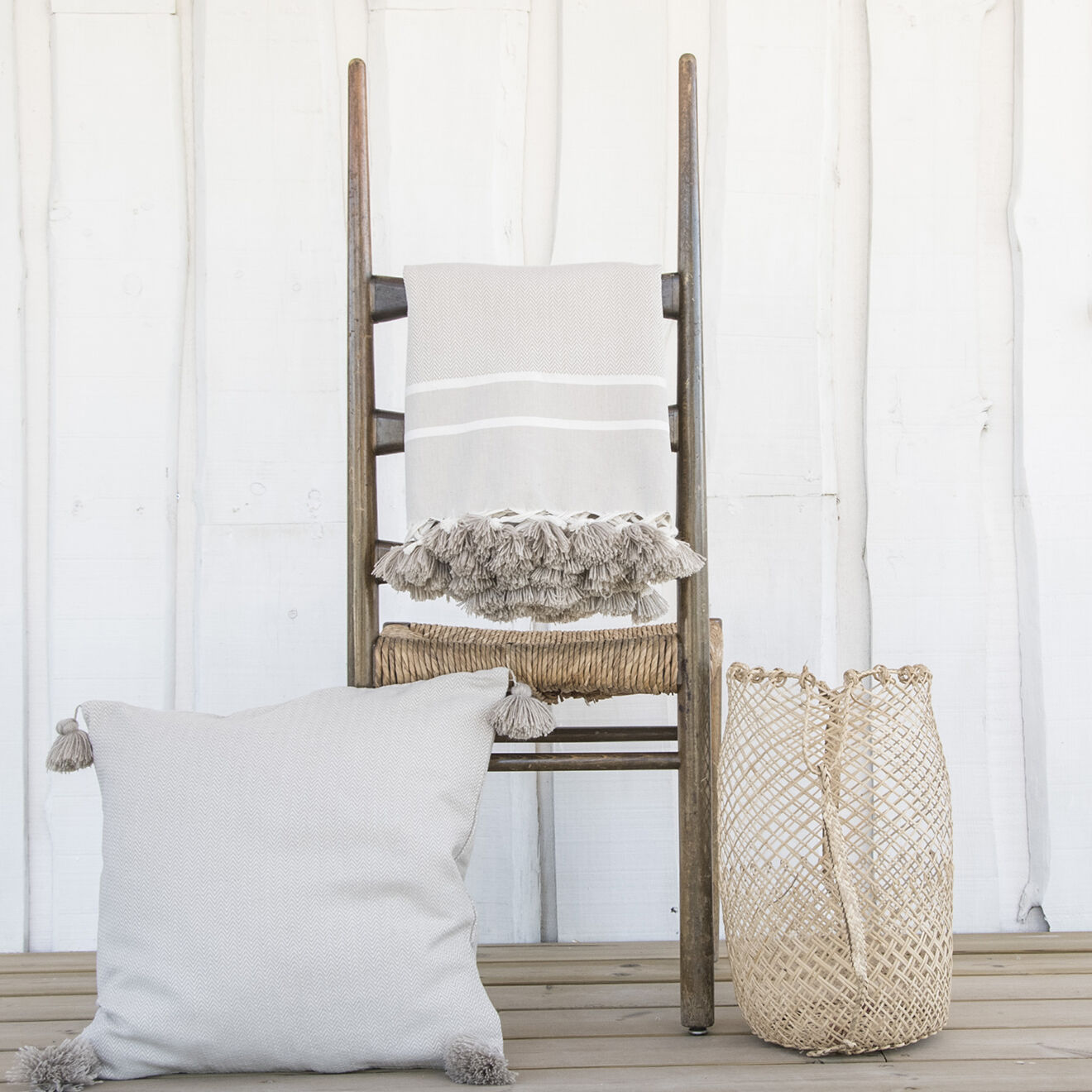 Febronie Housse de coussin unie taupe clair - 50x50 cm