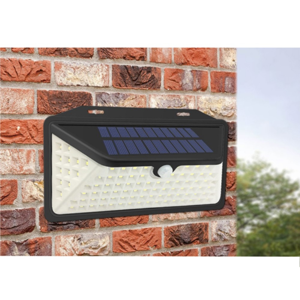 102 LED's Solar Outdoor Lampe Garten Wandleuchte Aussen Beleuchtung mit Infrarot Sensor (IP65) - Schwarz