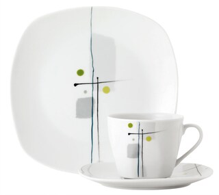 Kaffeeservice Lido Weiß/Grau/Grün 18-teilig