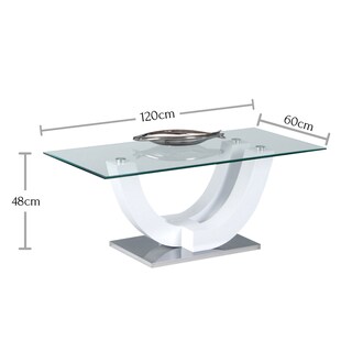 Couchtisch Swing Glas/Metall Hochglanz Weiß ca. 120 x 48 x 60 cm