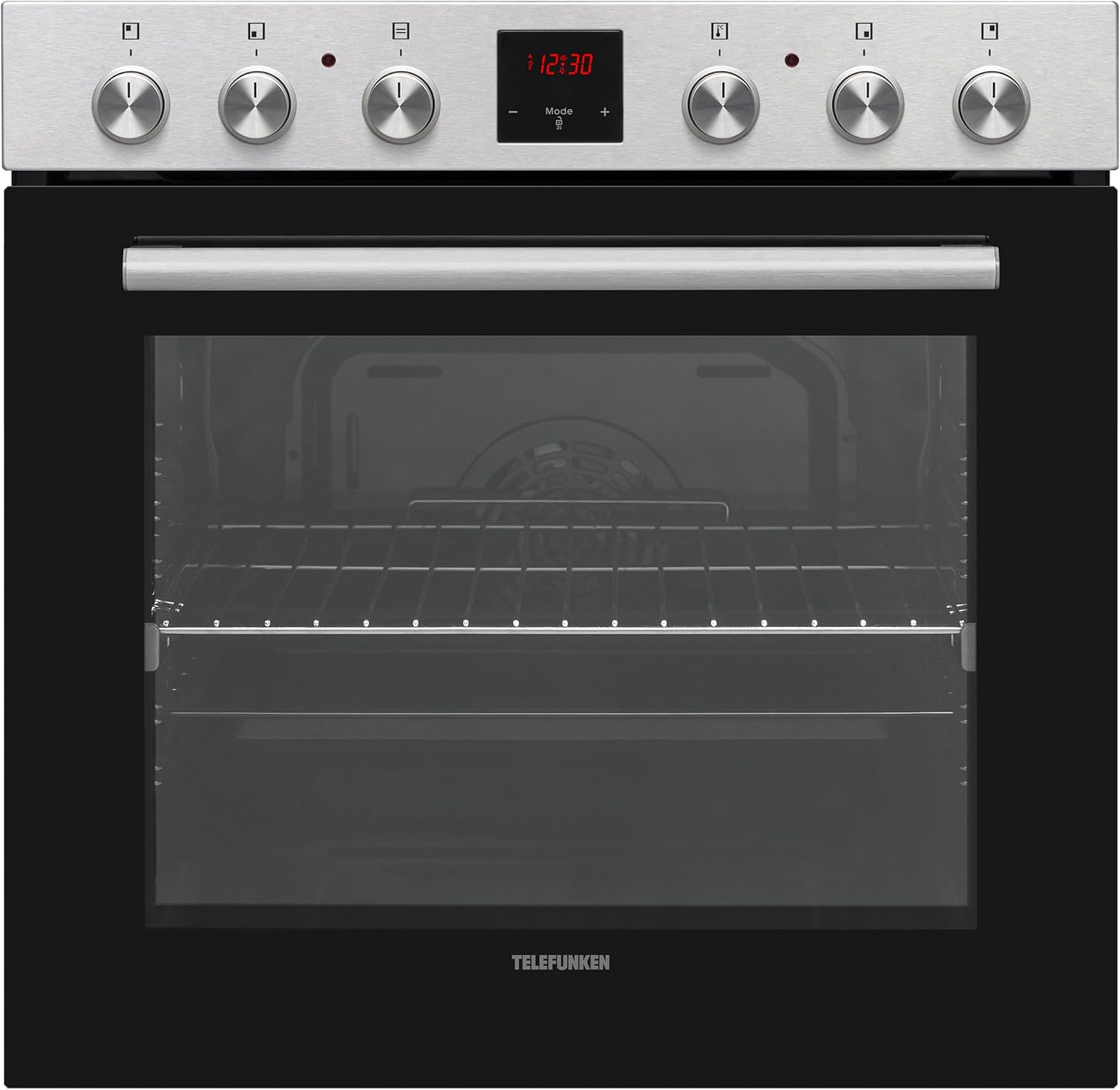 Telefunken Einbauherd-Set | Elektro-Herd-Kochfeld-Kombination | Mit Induktionskochfeld (4 Zonen) | Backofen mit Ober-Unterhitze und Umluft | Teleskopauszug | 78 Liter | 60 cm | Herdset B-HS-75-I-I