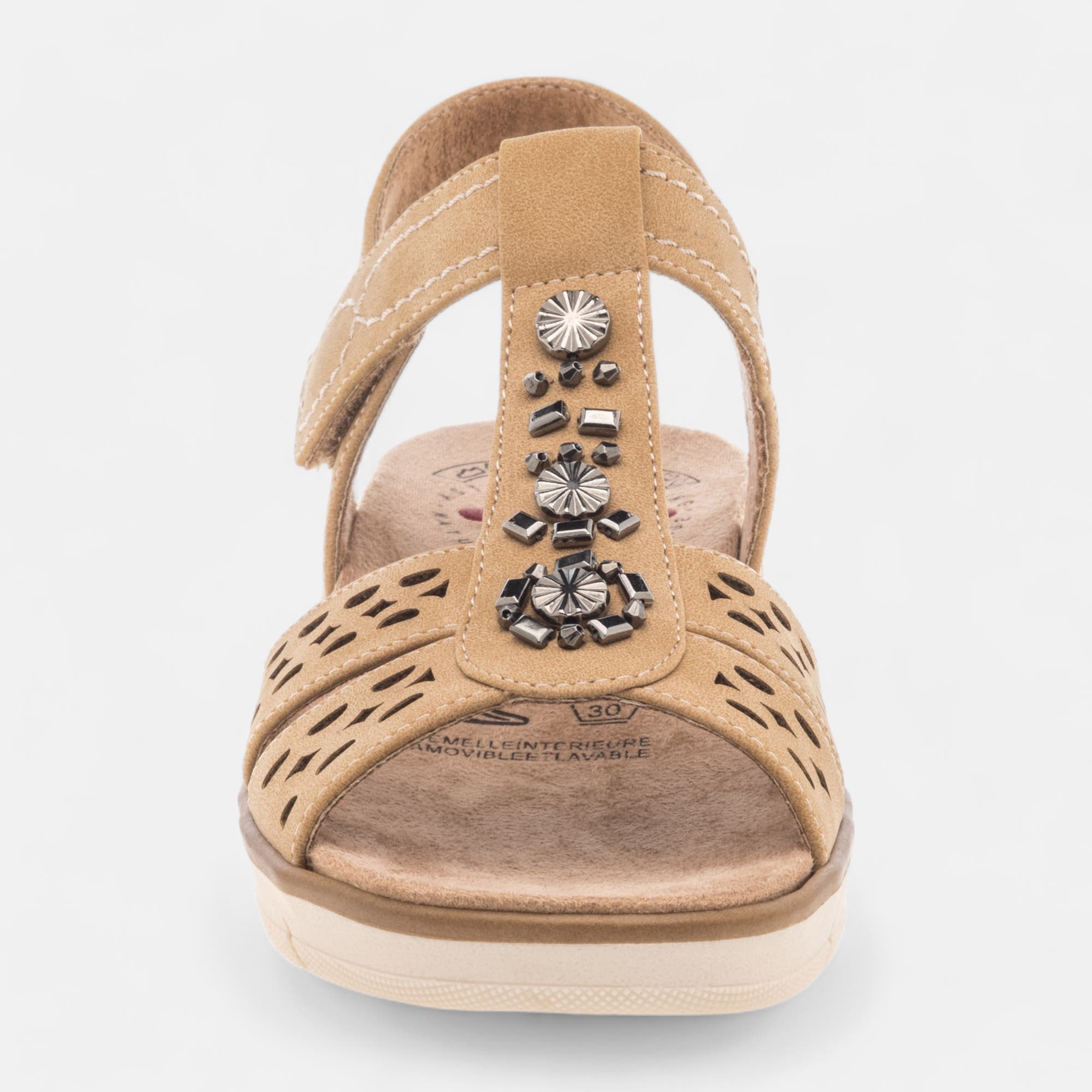 Sandales à talon compensé Femme camel