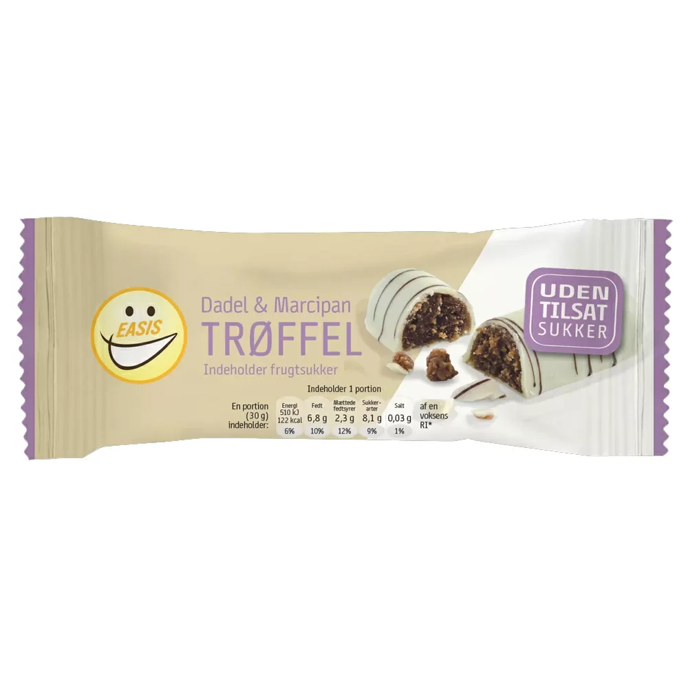 Easis Trøffelstang White med dadler og marcipan - 30 g