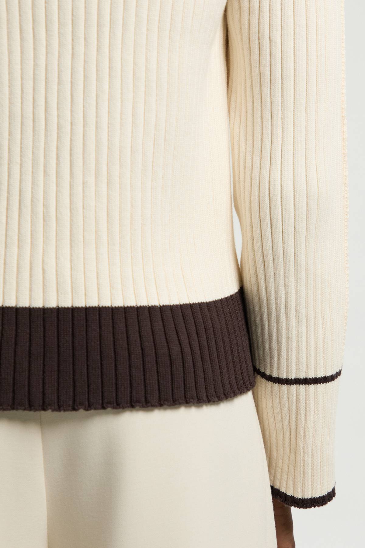 KarenMillen Synthétiquell Col Rond En Maille De Coton À Liserés Contrastés