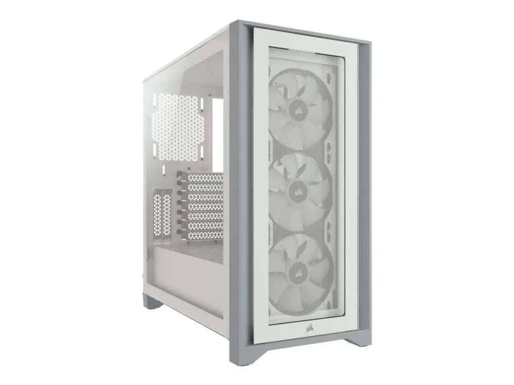 Corsair iCUE 4000X RGB – Miditower - ATX - ingen strømforsyning - Hvid - USB/Lyd